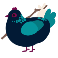 Nightlife, a tumblr and teal chicken with a neck-speckle pattern