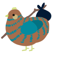 A brown and sea chicken with a bar pattern