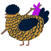 A gold and tumblr chicken with a lace pattern