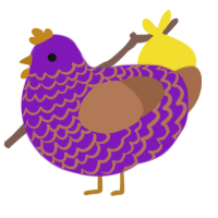 Ube Cake, a violet and brown chicken with a lace pattern