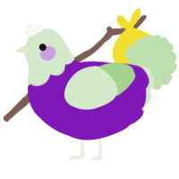 A violet and gluppy chicken with a head pattern