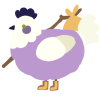 A lilac and white chicken with a head pattern