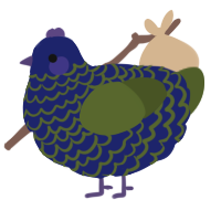 A navy and olive chicken with a lace pattern
