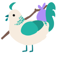 A cream and turquoise chicken with a neck-band pattern