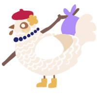 A cream chicken with a lace pattern