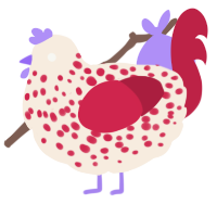 A cream and crimson chicken with a speckle pattern