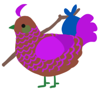 A russet and amethyst chicken with a lace pattern