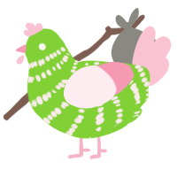 A grass and rose chicken with a bar pattern