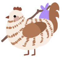A cream and brown chicken with a bar pattern