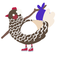 A bark and cream chicken with a lace pattern