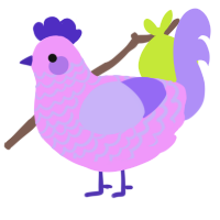 A lavender and lilac chicken with a lace pattern