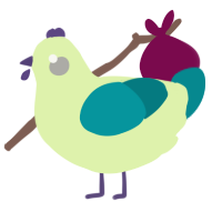 A apple and teal chicken