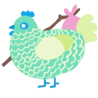 A mint and apple chicken with a lace pattern