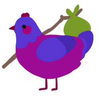 A plum and indigo chicken with a head pattern
