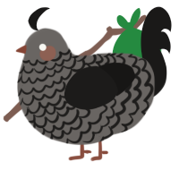 A grey and sable chicken with a lace pattern