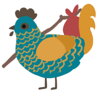 (unnamed), a sea and orange chicken with a lace pattern