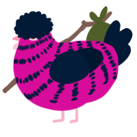 A fuchsia and tumblr chicken with a bar pattern