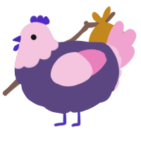 A overcast and pink chicken with a head pattern