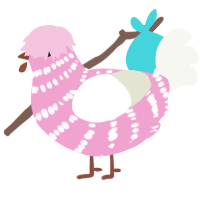 A pink and white chicken with a bar pattern