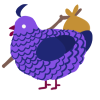 A blurple and navy chicken with a lace pattern