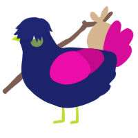 A navy and fuchsia chicken