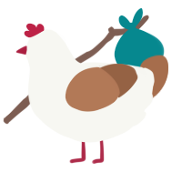 A white and brown chicken