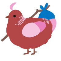 A red and pink chicken with a neck-band pattern