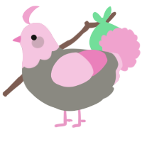 A ash and pink chicken with a head pattern