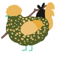 A olive and honey chicken with a speckle pattern