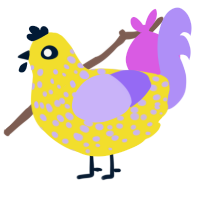 A yellow and lilac chicken with a speckle pattern