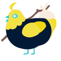 A tumblr and yellow chicken with a head pattern