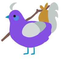 A blurple and silver chicken