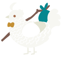 Wilbur, a white chicken with a lace pattern
