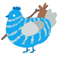 A sky and silver chicken with a bar pattern