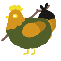 A olive and ochre chicken with a head pattern