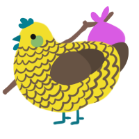 A yellow and bark chicken with a lace pattern