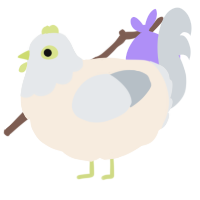 A cream and mist chicken with a head pattern