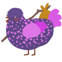 A overcast and orchid chicken with a speckle pattern