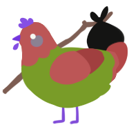 A chartreuse and red chicken with a head pattern