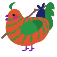 A vermilion and viridian chicken with a bar pattern