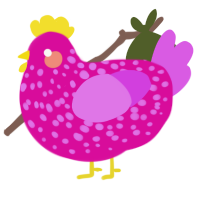 A fuchsia and orchid chicken with a speckle pattern