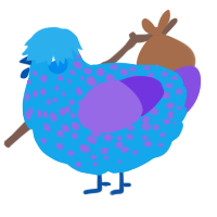 A sky and blurple chicken with a speckle pattern