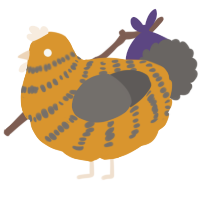 A orange and grey chicken with a bar pattern