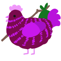 A wine and amethyst chicken with a bar pattern