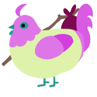 A apple and orchid chicken with a head pattern