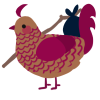 A brown and maroon chicken with a lace pattern
