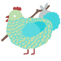 A gluppy and aqua chicken with a lace pattern