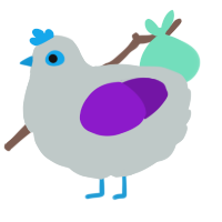 A silver and violet chicken