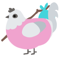 A pink and mist chicken with a head pattern