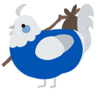 A ultramarine and mist chicken with a head pattern